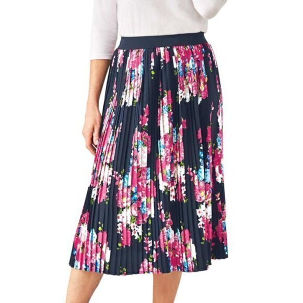 CW Classics Flattering Floral Pink and blue Pleated Midi Skirt‎ Size 2X RefJ029